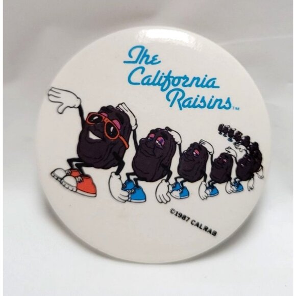 Vintage 1987 Applause California Raisins 1.5" Button Pinback White Round - Picture 1 of 3